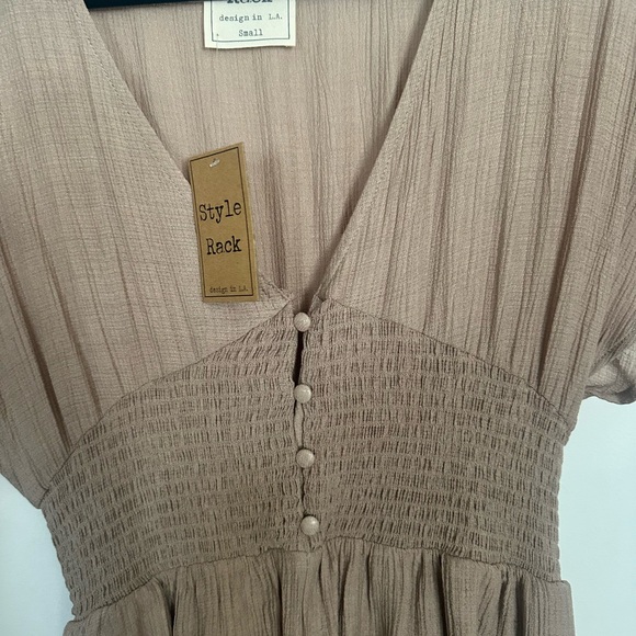 Style Rack Taupe Smocked romper - Picture 2 of 2